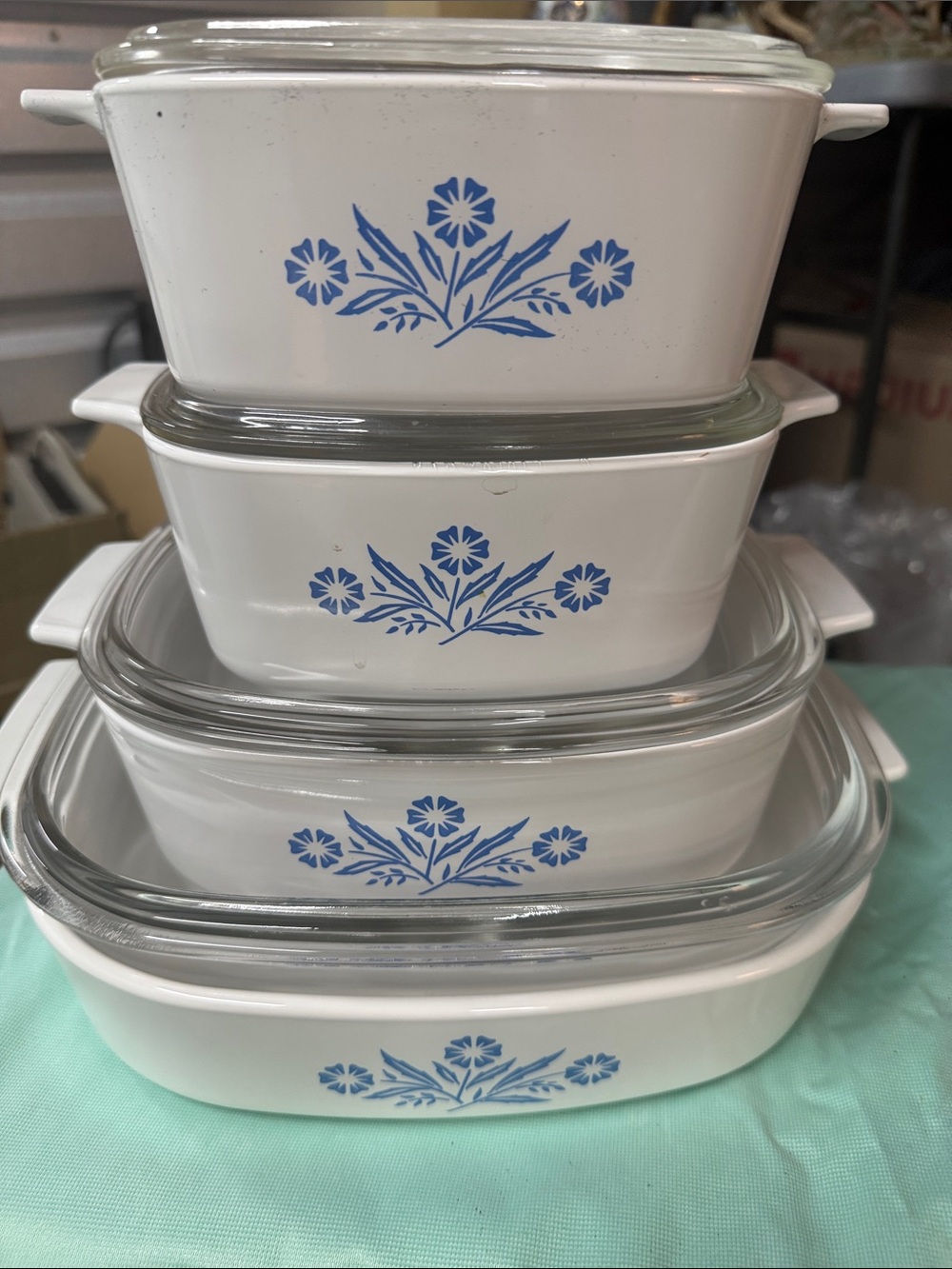 Corning Ware White Bakeware Set with Blue Floral Cornflower Pattern - 4 Sets - Picture 5 of 6